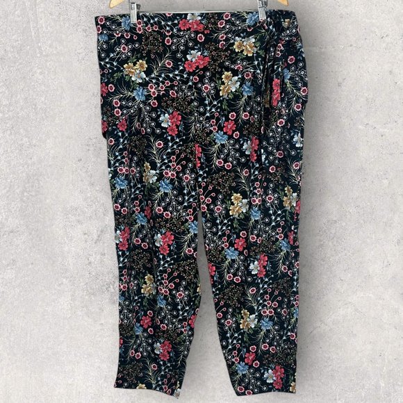 ASOS Wide Leg Floral Pants Womens Size 18 Skirted Tie Waist Boho Beach Elastic - Picture 2 of 16